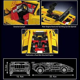 Конструктор машина на радіокеруванні Mould King Lamborghini Countach машинка ламборгіні  1384 деталей - мініатюра 3