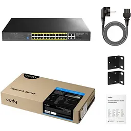 Комутатор Cudy GS1028EPS2, 24-Port Gigabit Light Managed PoE+ Switch with 2 SFP 300W (GS1028EPS2)