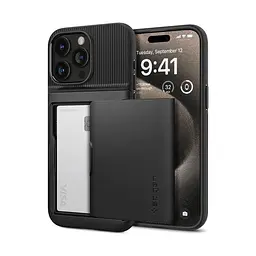 Чехол Spigen Slim Armor CS для iPhone 15 Pro Max Black (ACS06589) + защитное стекло - мініатюра 2