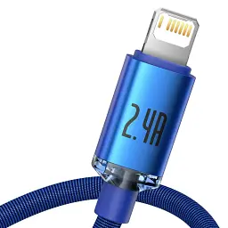 Кабель Baseus Crystal Shine Series Fast Charging Cable USB to Lightning 2.4A 2m CAJY000103 Blue - мініатюра 2