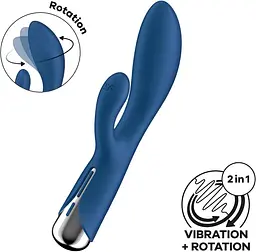 Вібратор-кролик Satisfyer Spinning Rabbit 1 20 см синій - мініатюра 3