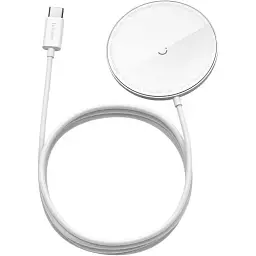 Бездротовий зарядний пристрій Baseus Simple Xiaomini Magnetic Wireless Charger For IP12 with Type-C Cable WXJK-F02 White