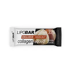 Батончик LipoBar Exclusive Protein Bar, 50 грам збагачений біоактивним колагеном Peptan - Фундук