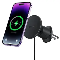 Автотримач з БЗП Baseus CW01 Magnetic 15W (air outlet) (C40141001111) Cluster Black - мініатюра 4