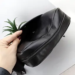 Сумка чорна чоловіча Handycover S432 шкіряна гладенька - мініатюра 5