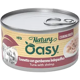 Вологий корм Oasy Cat Wet Natury для дорослих котів тунець з креветками у соусі 85 г