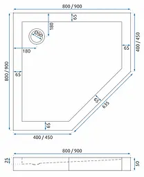 Душовий піддон Rea Diamond white 80x80 REA-K8544, Білий - мініатюра 5
