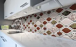 Кухонний фартух Плавні ромби Мозаїка вінілова для кухні 65х250 см Геометрія Бежевий Happy Pocket Z183864 - мініатюра 5
