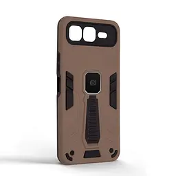 Чехол для Infinix Smart 10 Plus 4G, Proover, коричневый, с подставкой и магнитом, противоударный, ударопрочный, бронированный, панель-накладка, защита всего корпуса, термополиуретан (TPU) + поликарбонат (PC), ArmorStandart (ARM87999) - мініатюра 2