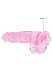 Фалоімітатор Realrock Crystal Clear 9" 22 см рожевий - мініатюра 5