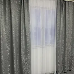 Льняні мармурові блекаут штори темно-сірого кольору 2шт. 150х270 з білим шифоновим тюлем 400х270, на ALBO pbe0052663