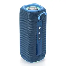 Портативна акумуляторна колонка 16W Bluetooth BT/USB/TF/FM з ремінцем та світломузикою 18см TG 654 синя - мініатюра 2