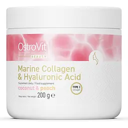 Препарат для суглобів і зв'язок OstroVit Marine Collagen + Hyaluronic Acid, 200 грам - Кокос-персик
