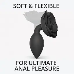 Силіконова анальна пробка Love To Love OPEN ROSES L SIZE - BLACK ONYX - мініатюра 2