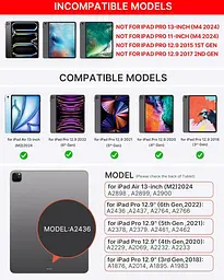 Чохол-клавіатура для iPad Air 13 та iPad Pro 12,9, 6, 5, 4-го, 3-го покоління, Magic Keyboard для iPad Pro 12,9, магнітний чохол - мініатюра 5