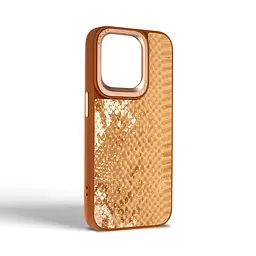 Кожаный чехол для Apple iPhone 15 Pro, Harder Snake Pattern, бежевый, термополиуретан ТПУ + экокожа с текстурой змеиной кожи, панель, защита корпуса, противоударный, микрофибра, рамка вокруг камеры, защита всего корпуса, (ARM76794) - мініатюра 2