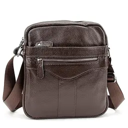 Шкіряний маленький чоловічий месенджер коричневий Tiding Bag M56-0187C