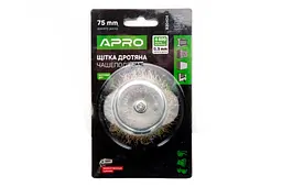 Корщітка технічна APRO для дриля дротяна щітка чашкова 75 мм x 6 мм 830404 - мініатюра 3