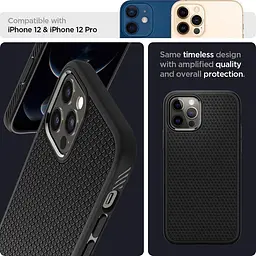 Чехол Spigen Liquid Air для iPhone 12 Pro/12 Matte Black (ACS01701) + защитное стекло - мініатюра 14