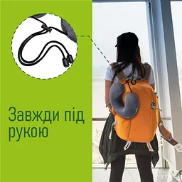 Дорожня подушка для шиї ортопедична автомобільна з фіксатором з «ефектом пам'яті» (Memory foam) ELITE DECOR PMF 001-3 Сіра - мініатюра 4