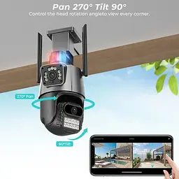 Вулична охоронна поворотна 4G камера Dual Lens Zoom 8MP сирена, зум - мініатюра 4