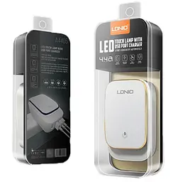 Нічник і мережевий зарядний пристрій Ldnio A4405 4 USB + кабель USB to Type-C - мініатюра 5