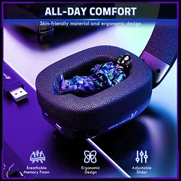 Ігрова гарнітура Attack Shark L80PRO Wireless, 2.4GHz/Bluetooth/3.5mm Black - мініатюра 7