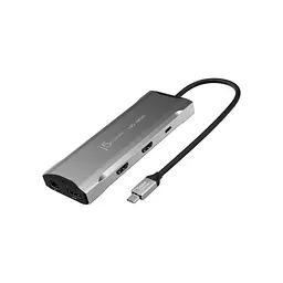 Концентратор J5create USB-C 9-in-1 2xUSB 3.2 + 2xUSB-C PD + 2xHDMI 4K + DisplayPort + SD/TF + RJ45 1000Mbps gray (JCD397-N) - мініатюра 2