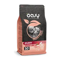 Сухий корм для собак Oasy Dog Grain Free Puppy Medium/Large індичка з яблуком та журавлиною 2.5 кг (8053017347493)