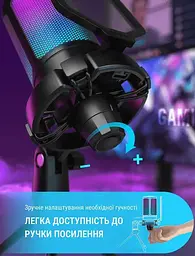 Мікрофон Fifine Ampligame A6V Black, конденсаторний | Тринога в комплекті | RGB підсвітка - мініатюра 2