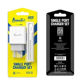 Мережевий зарядний пристрій Avantis A825 (1USB/2.1A) + USB кабель Micro- білий - мініатюра 3
