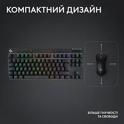 Клавіатура для геймерів Logitech G Pro X TKL LightSpeed з підсвічуванням чорна (920-012136) - мініатюра 8