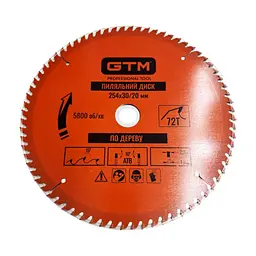 Диск пиляльний GTM 254×30мм, 72 зуби, по дереву (SBW-25472)