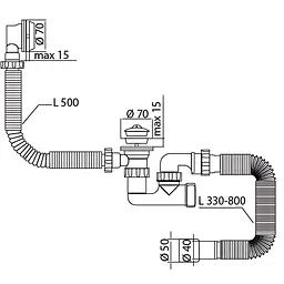 Сифон для ванни Mixxus SV-02-A 1 1/2" з ревізією, випуском та переливом MI8202 - мініатюра 2