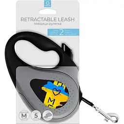 Повідець-рулетка для собак Waudog R-leash Дім, світловідбиваючий, M, до 25 кг, 5 м, чорний - мініатюра 3