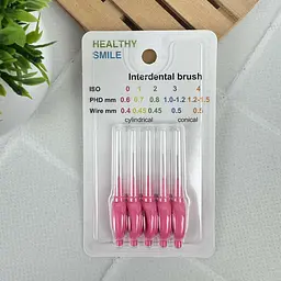 Міжзубні йоржики Healthy Smile ISO 0, PHD 0.6 мм, рожеві, 5 шт, для щоденного використання та брекетів - мініатюра 2