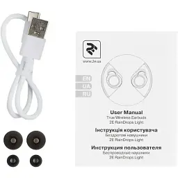 Навушники TWS 2E RainDrops Light True Wireless Waterproof Mic-EBTWRDLWT White (2E-EBTWRDLWT) - мініатюра 4
