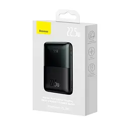 Зовнішній акумулятор BASEUS Bipow Pro Digital Display 20000 mAh 22.5W портативна батарея чорна - мініатюра 3