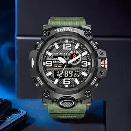 Годинник наручний Smael 8106 з подвійним дисплеєм Army Green (17785) - мініатюра 2