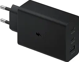 Блок живлення USB C 65W 3 порти універсальний адаптер для смартфона мультипорт потужна зарядка мережевий блок Чорний