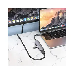 Концентратор HOCO USB-C to HDMI+USB3.0+2xUSB2.0+PD HB27 Metal Gray (6931474769329) - мініатюра 6