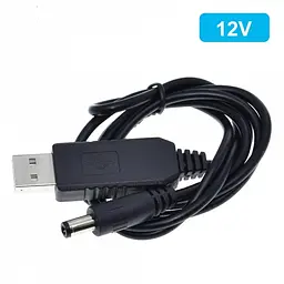 Кабель для живлення роутера від Power Bank No Brand USB DC 12V 1 м Чорний (hub_8i5njv) - мініатюра 2
