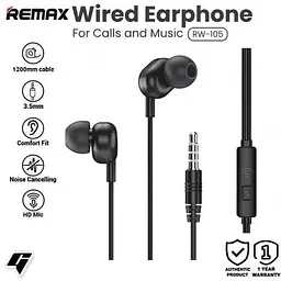 Навушники Remax with mic Wired Earphone RW-105 HD Mic - мініатюра 2