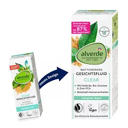 Флюїд для обличчя Alverde Naturkosmetik Clear прозорий з цілющою гряззю та екстрактом зеленого чаю 50 мл - мініатюра 8