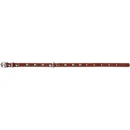 Нашийник одинарний Collar, з прикрасами, шкіра, 24-32х1,2 см, коричневий - мініатюра 4