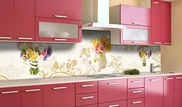 Вініловий кухонний фартух Квіткові букети Візерунки наклейка для кухні ПВХ Абстракція Жовтий Happy Pocket Z181840 - мініатюра 4