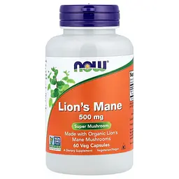 Амінокислота Now Lion's Mane 500 mg, 60 вегакапсул vit0003848 - мініатюра 3