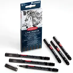 Набір лінерів Line Maker Black 6 шт чорні Derwent - мініатюра 3