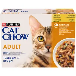 Набір вологого корму для дорослих котів Purina Cat Chow Adult з куркою та цукіні 85 г х 10 шт.