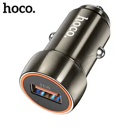 Автомобільне зарядне пристрій HOCO Z46 синій shield 1USB/18W/QC3.0 Metal сірий